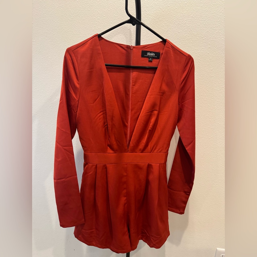 Lulu's Vibrant Red Long Sleeve Romper